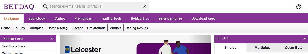 BETDAQ 거래소 사이트 상단 배너